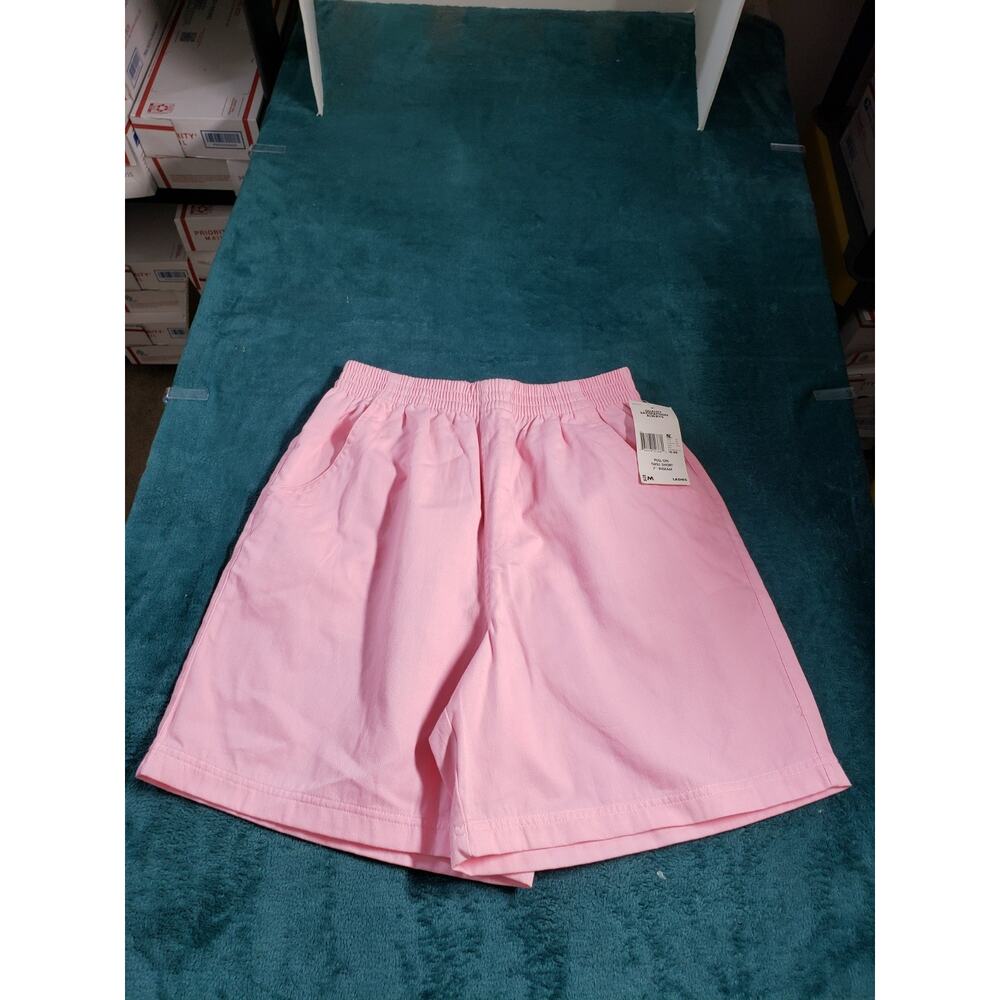 Basic Editions Shorts Size Medium Womens Pink Pull On Twill Ladies Casual NWT